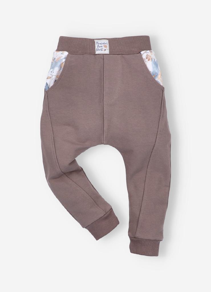 Spodnie dresowe  z bawełny organicznej dla chłopca- brązowe