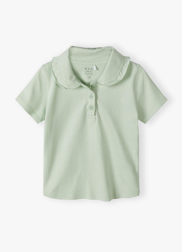 Zielony t-shirt dziewczęcy z kołnierzykiem - Limited Edition