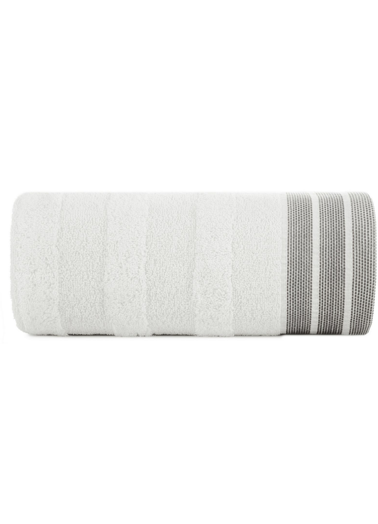 Biały ręcznik z ozdobnymi pasami 70x140 cm