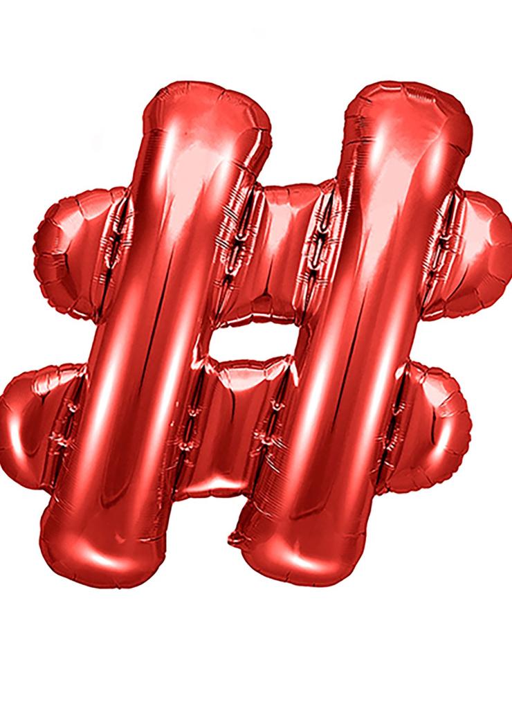 Balon foliowy znak ''#'', 35cm - czerwony