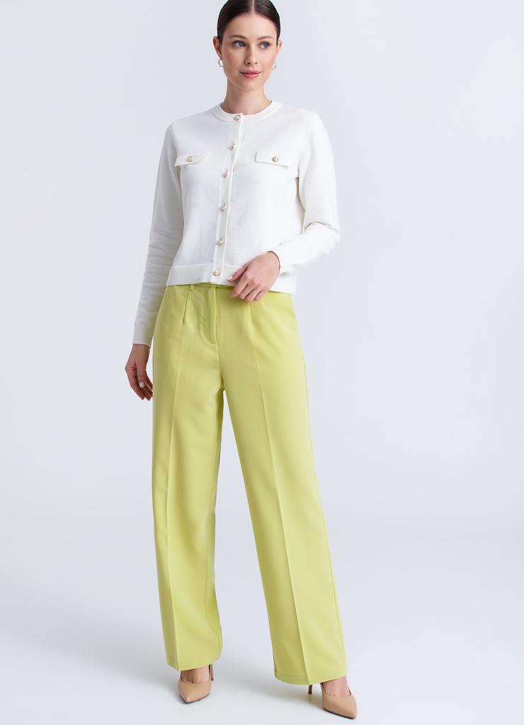 Eleganckie spodnie damskie z kantem - seledynowe - Greenpoint