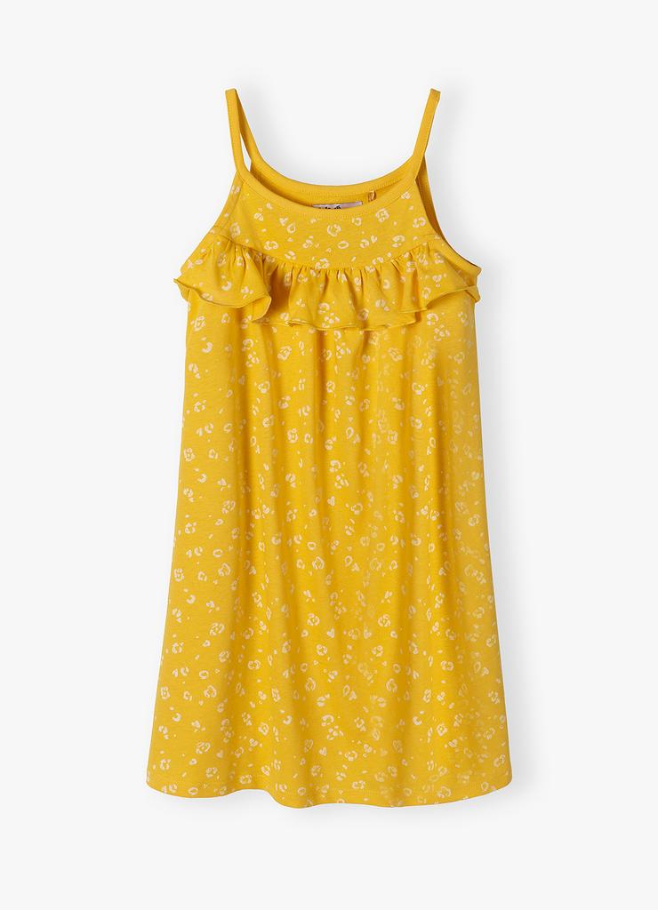 Letnia żółta sukienka dla dziewczynki w drobne kwiaty