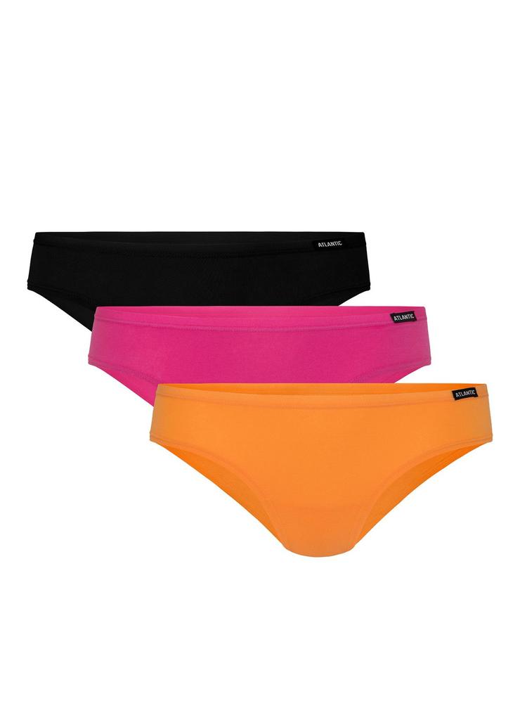 Figi damskie bikini Atlantic - różowe, pomarańczowe, czarne 3pak