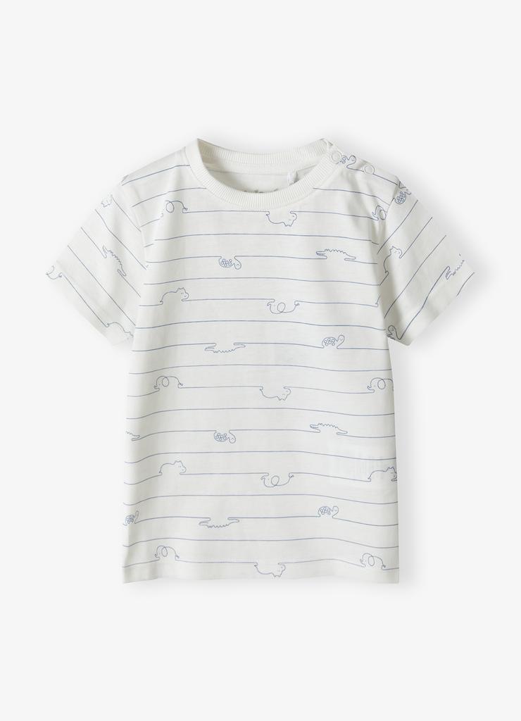 Biały niemowlęcy t-shirt w zwierzątka - 5.10.15.