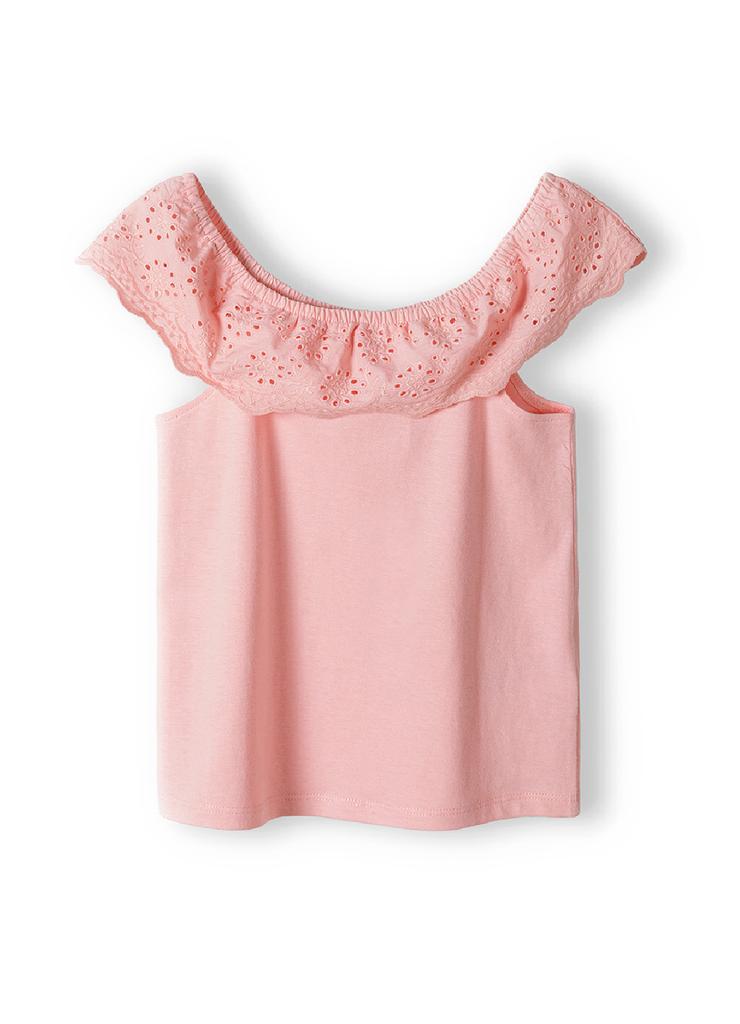 Różowa bluzka bawełniania dla dziewczynki z haftem