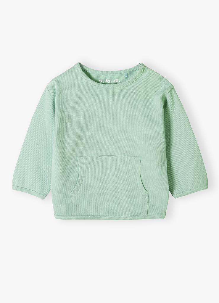 Dzianinowa zielona bluzka niemowlęca - kangurka - 5.10.15.