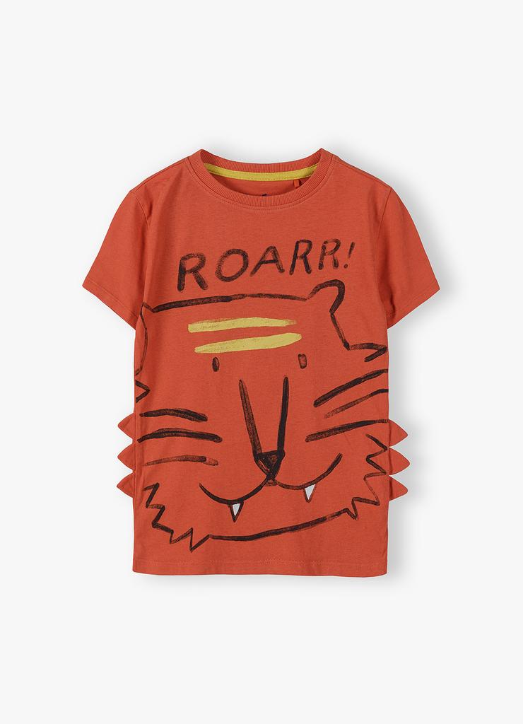 Dzianinowy T-shirt dla chłopca z tygrysem