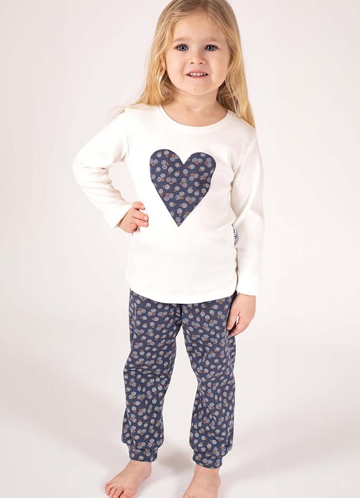 Bawełniana piżamka dziewczęca z długim rękawem- serce