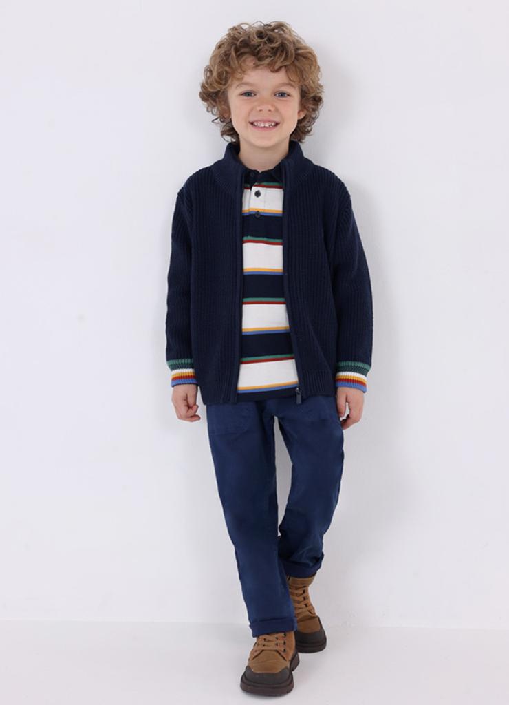 Granatowa bluza chłopięca z dzianiny swetrowej - Mayoral