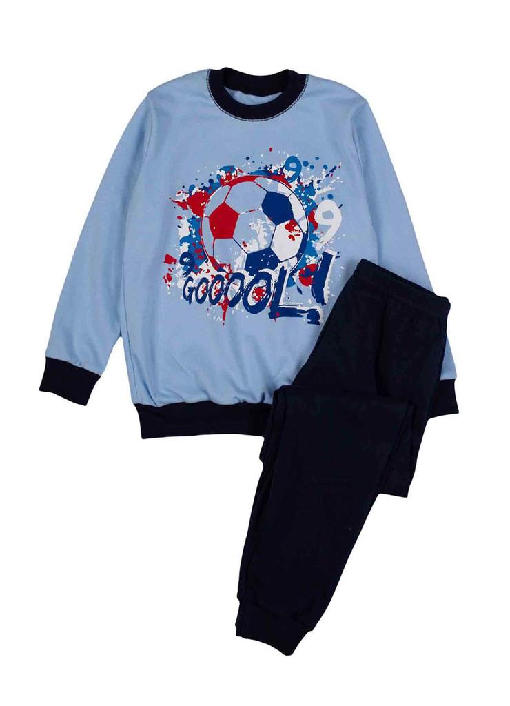 Piżama chłopięca niebiesko-granatowa z bawełny Tup Tup piłka nożna