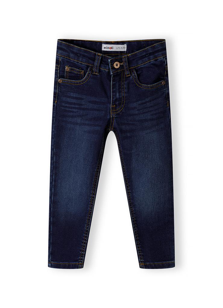 Ciemne klasyczne spodnie jeansowe dopasowane chłopięce