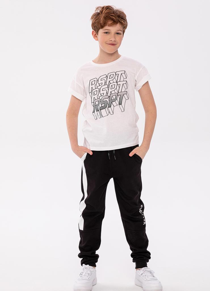 Biały t-shirt bawełniany dla chłopca z napisem- RSPT