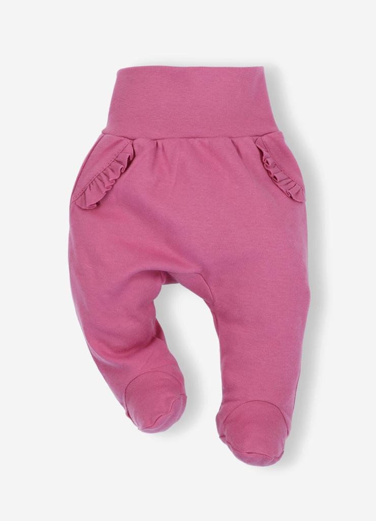 Półśpiochy niemowlęce z bawełny organicznej dla dziewczynki fioletowe