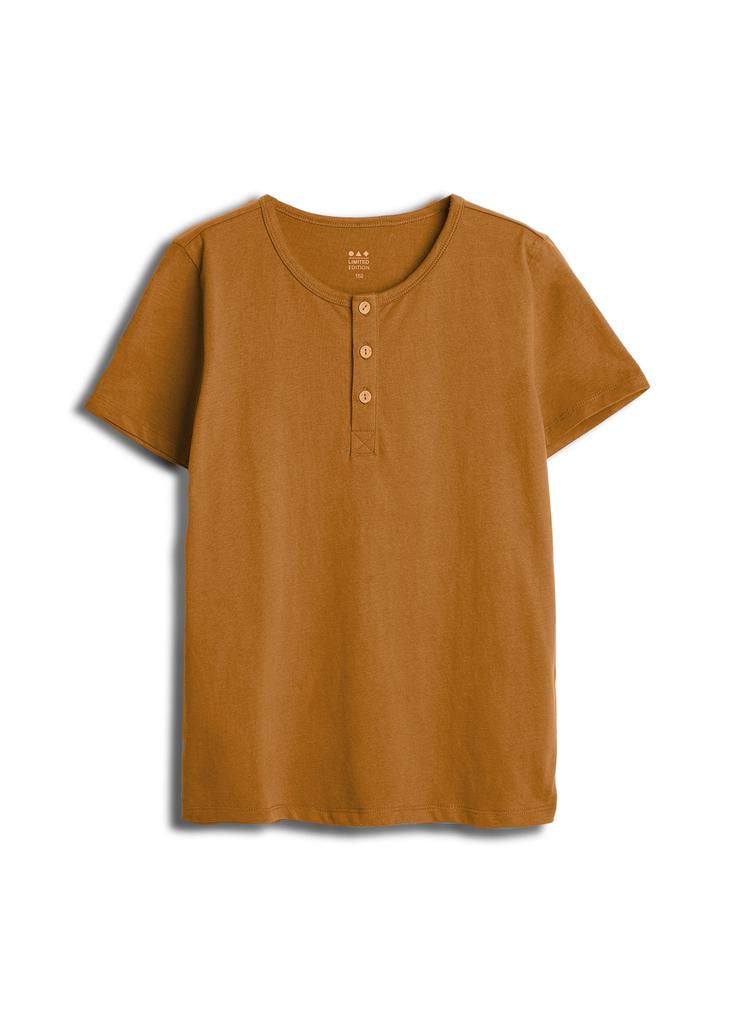 T-shirt dla dziecka - brązowy z guziczkami - unisex - Limited Edition