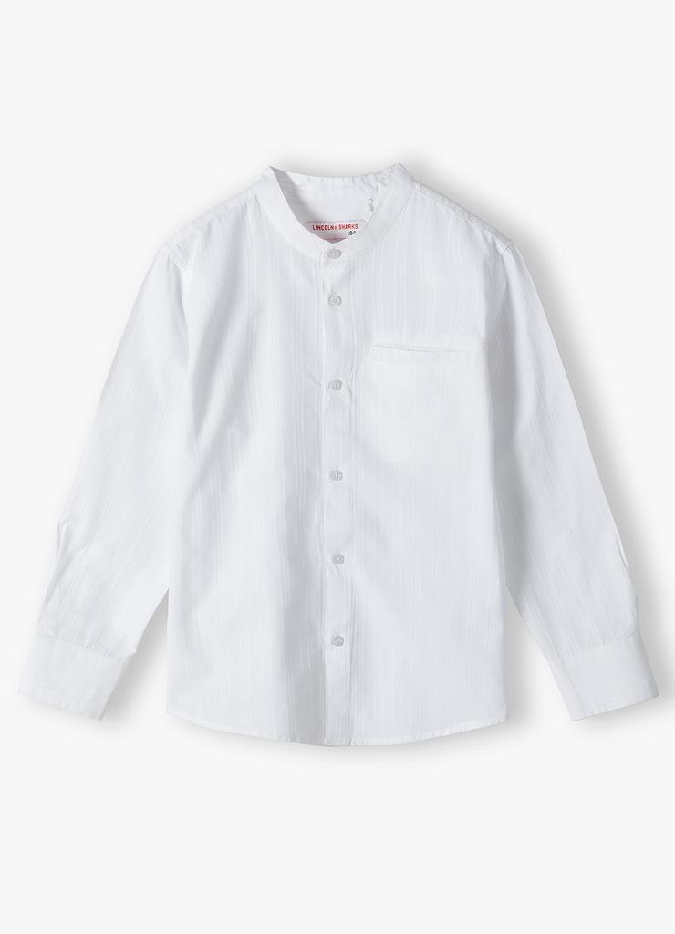 Elegancka biała koszula chłopięca z długim rękawem fason regular