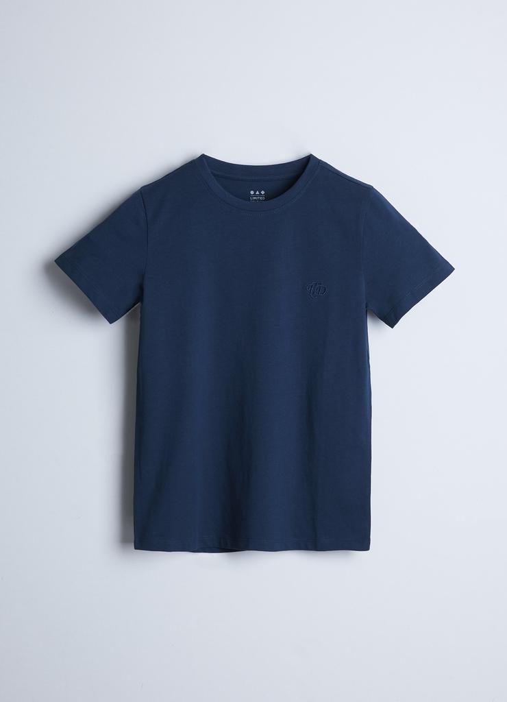 Dzianinowy granatowy t-shirt dla dziecka - unisex - Limited Edition