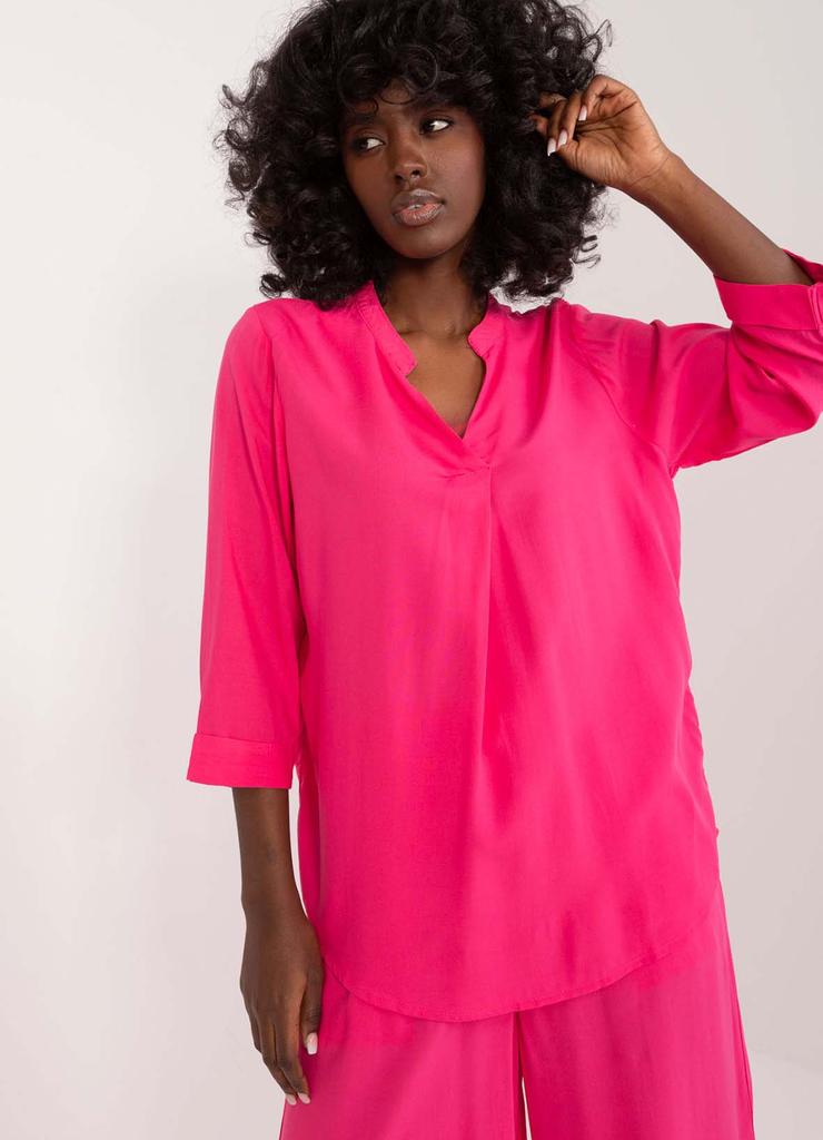 Luźna różowa koszula damska z wiskozy Sublevel