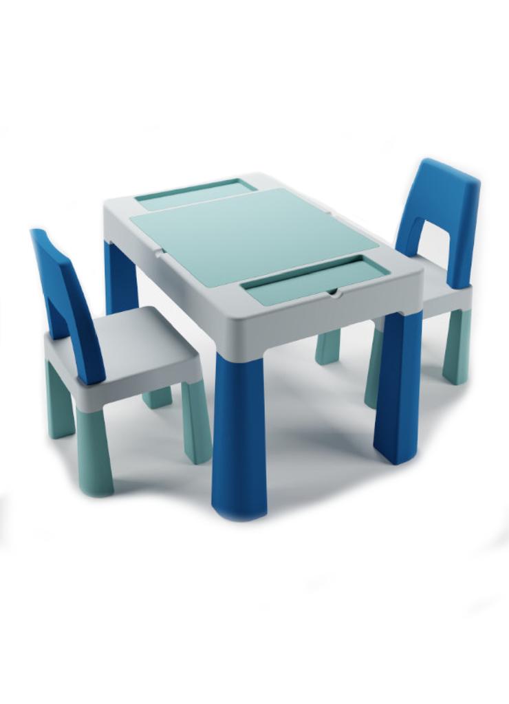 Komplet Multifun stolik i dwa krzesełka - turkusowy, granatowy, szary