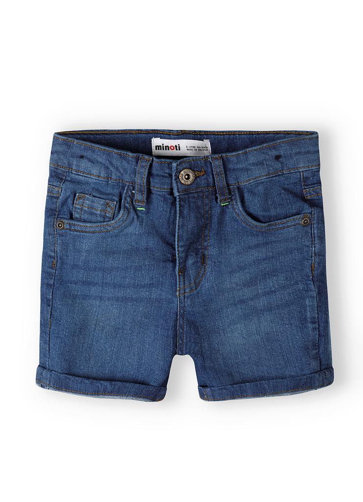 Ciemnoniebieskie jeansowe krótkie spodenki dla chłopca