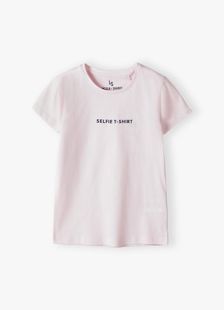 Różowy t-shirt bawełniany dla dziewczynki