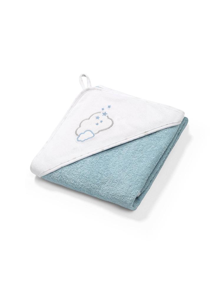 Okrycie kąpielowe frotte, ręcznik z kapturkiem chmurka niebieska - 85x85 cm