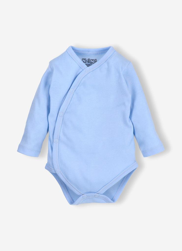 Body niemowlęce z bawełny organicznej dla chłopca niebieskie długi rękaw
