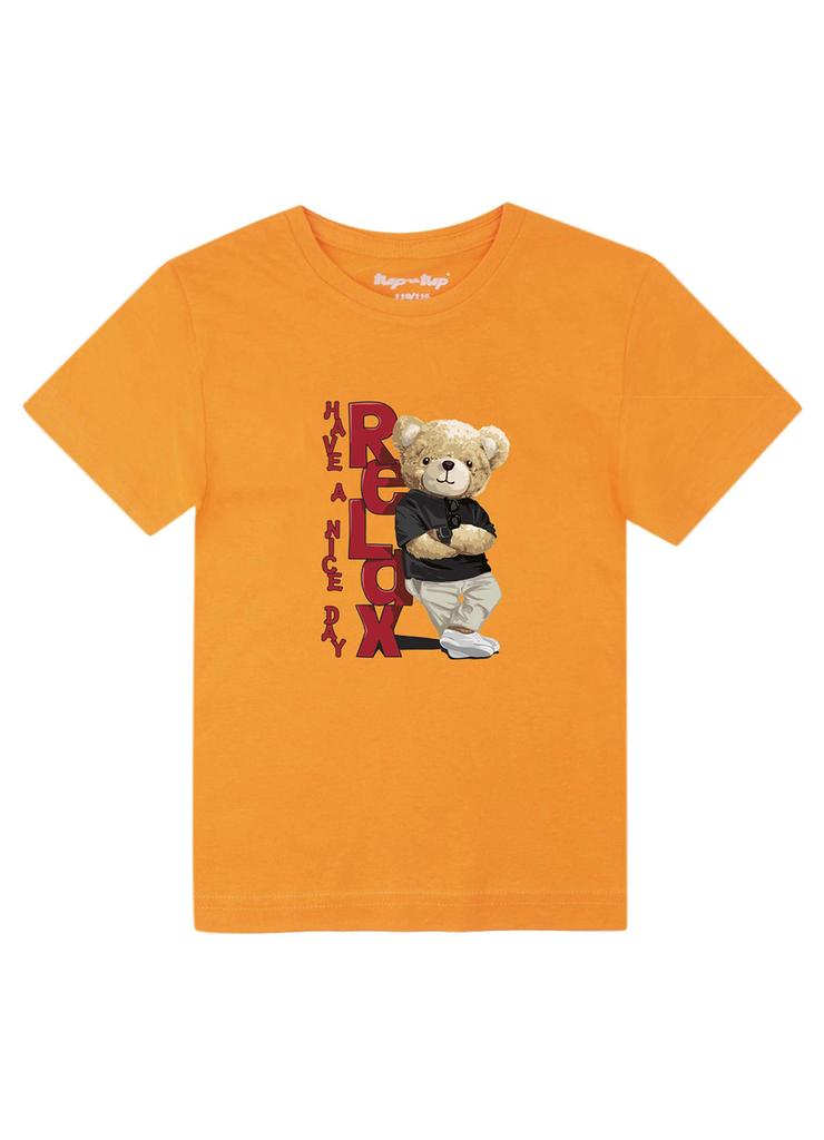 Koszulka dziecięca pomarańczowa z misiem