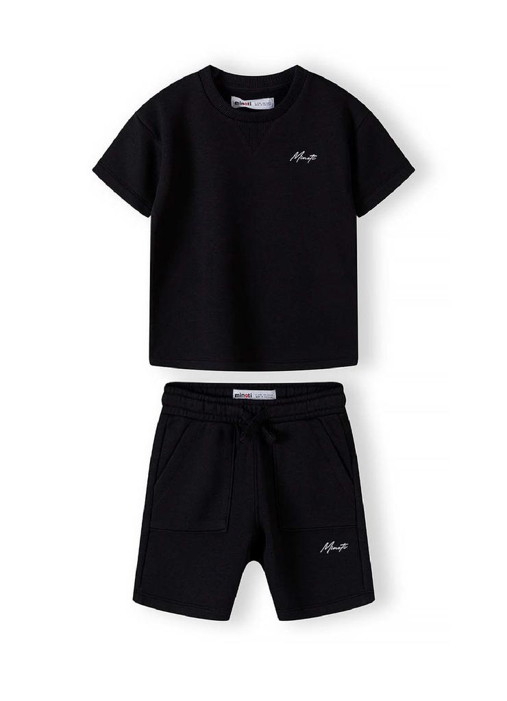 Czarny komplet dla małego chłopca- t-shirt i szorty