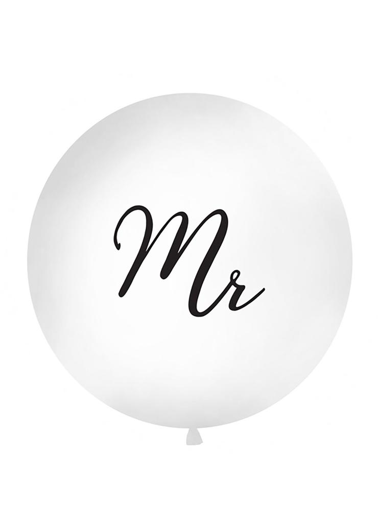Balon Mr średnica 1 metr - pastelowy biały