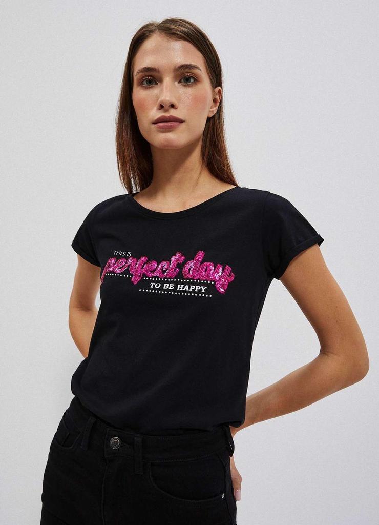 Czarny t-shirt damski z napisem
