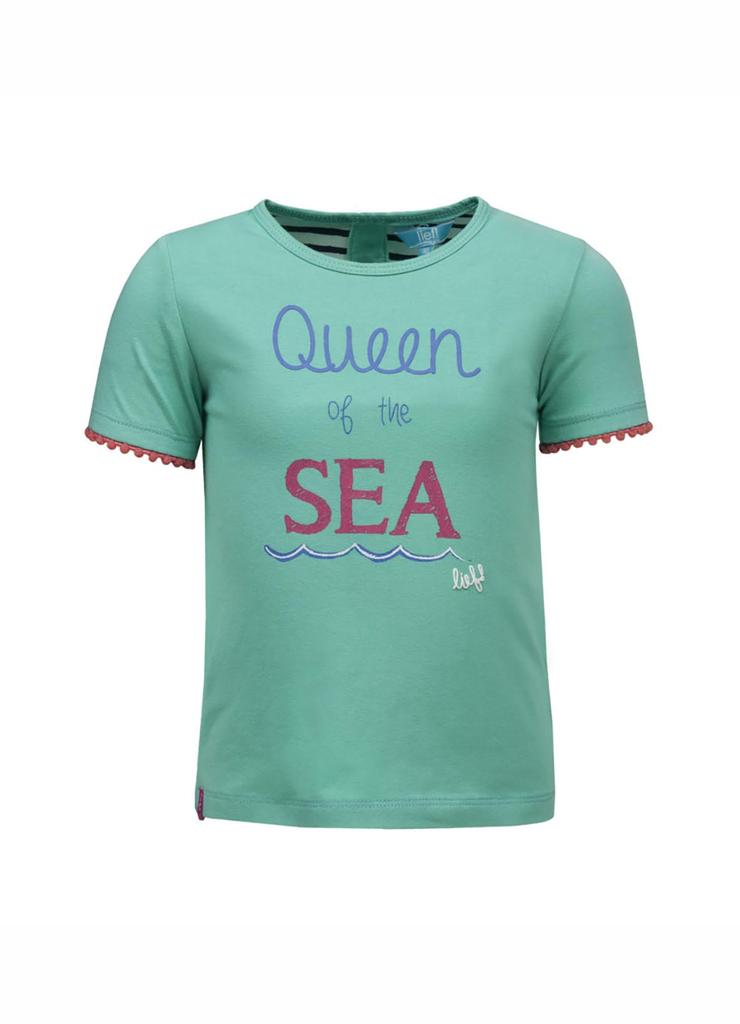 T-shirt dziewczęcy, zielony, Queen of the sea, Lief