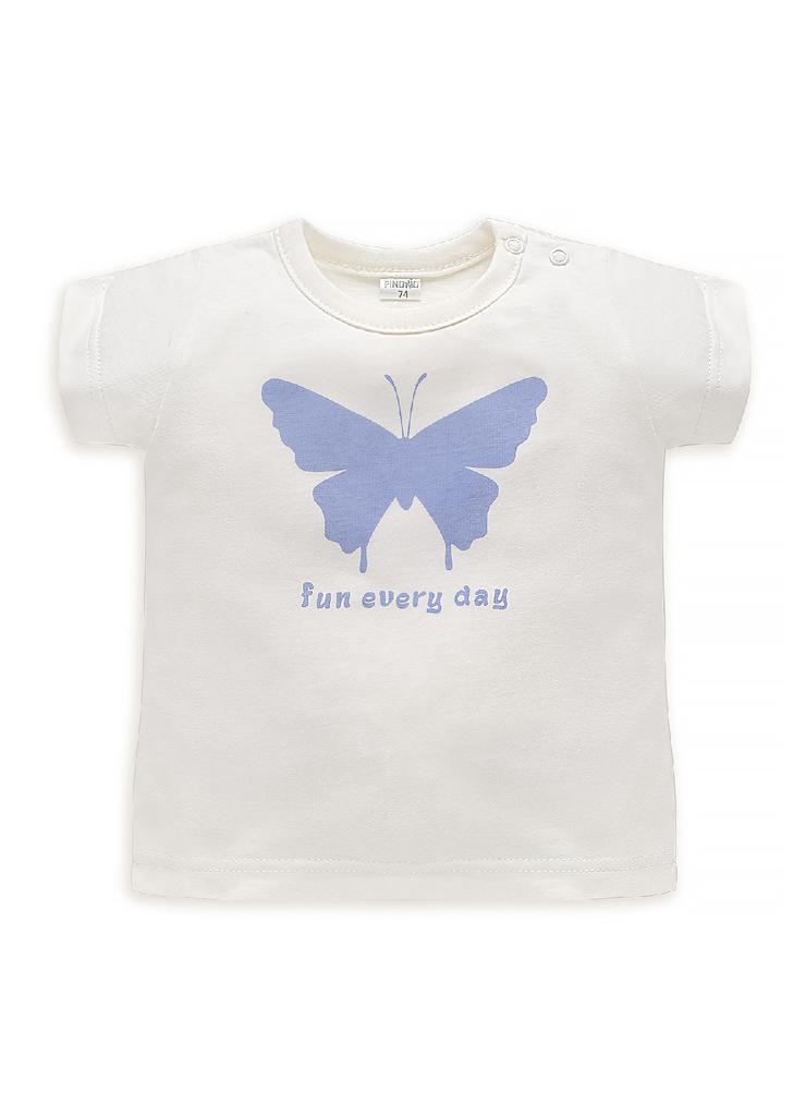 T-shirt niemowlęcy z bawełny Imagine ecru