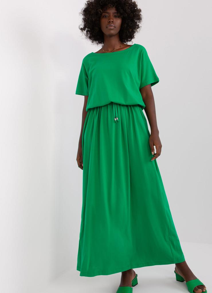 Zielona casualowa sukienka basic z wiązaniem