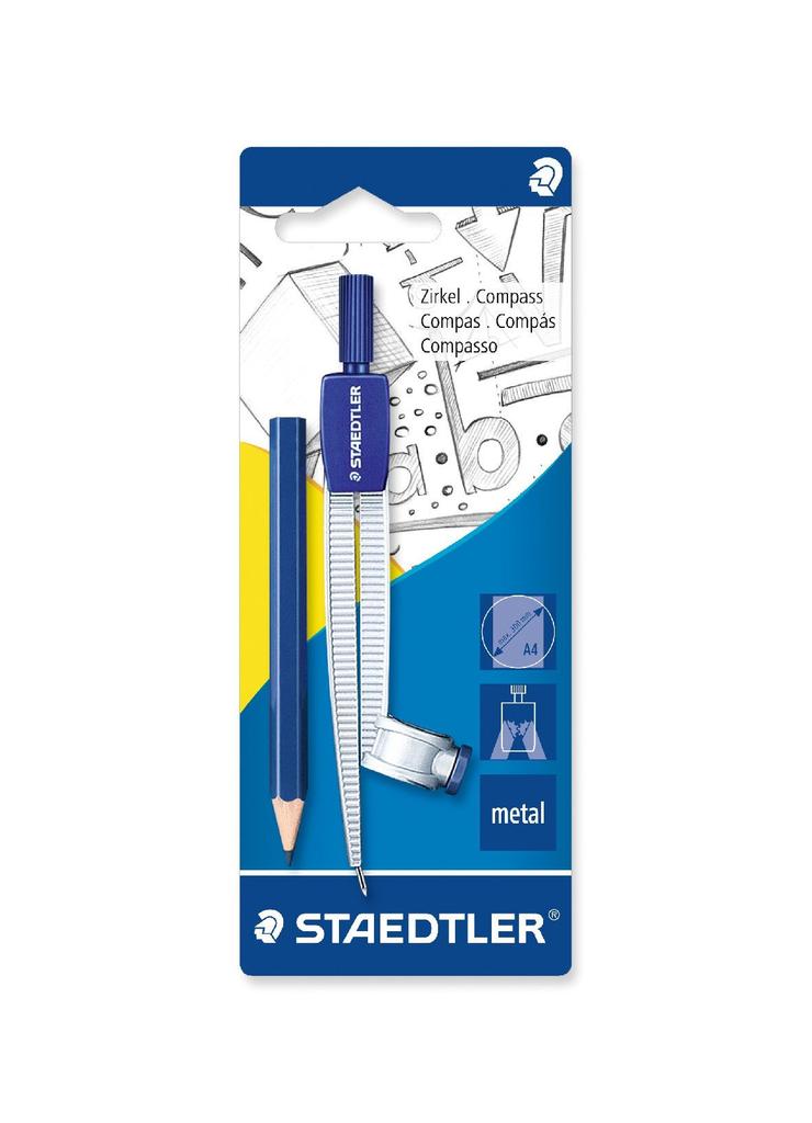 Cyrkiel szkolny z uniwersalnym adapterem do pisaków i ołówków + mały ołówek - blister