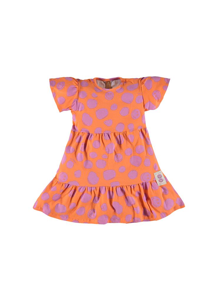 Pomarańczowa sukienka dziewczęca w kropki
