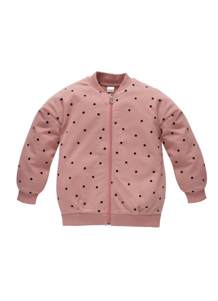 Rozpinana bluza dla dziewczynki różowa w groszki TRES BIEN - Pinokio