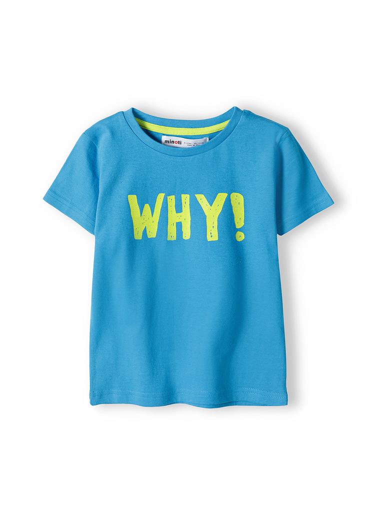 Niebieska koszulka chłopięca z bawełny- Why!