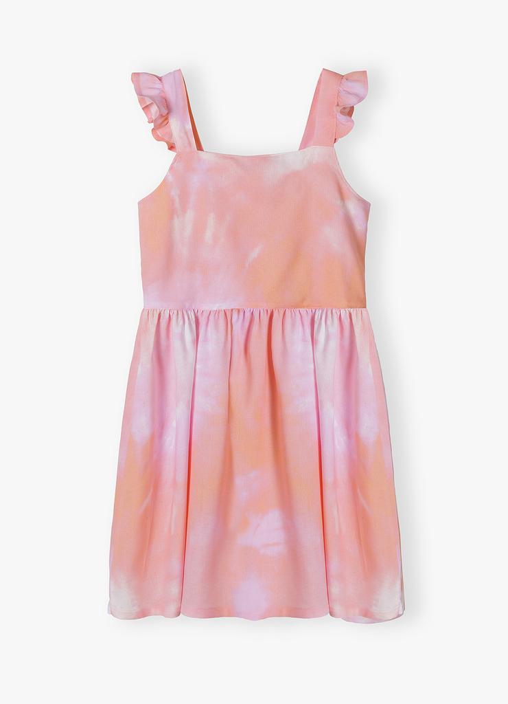 Kolorowa sukienka dla dziewczynki z ozdobnymi ramiączkami