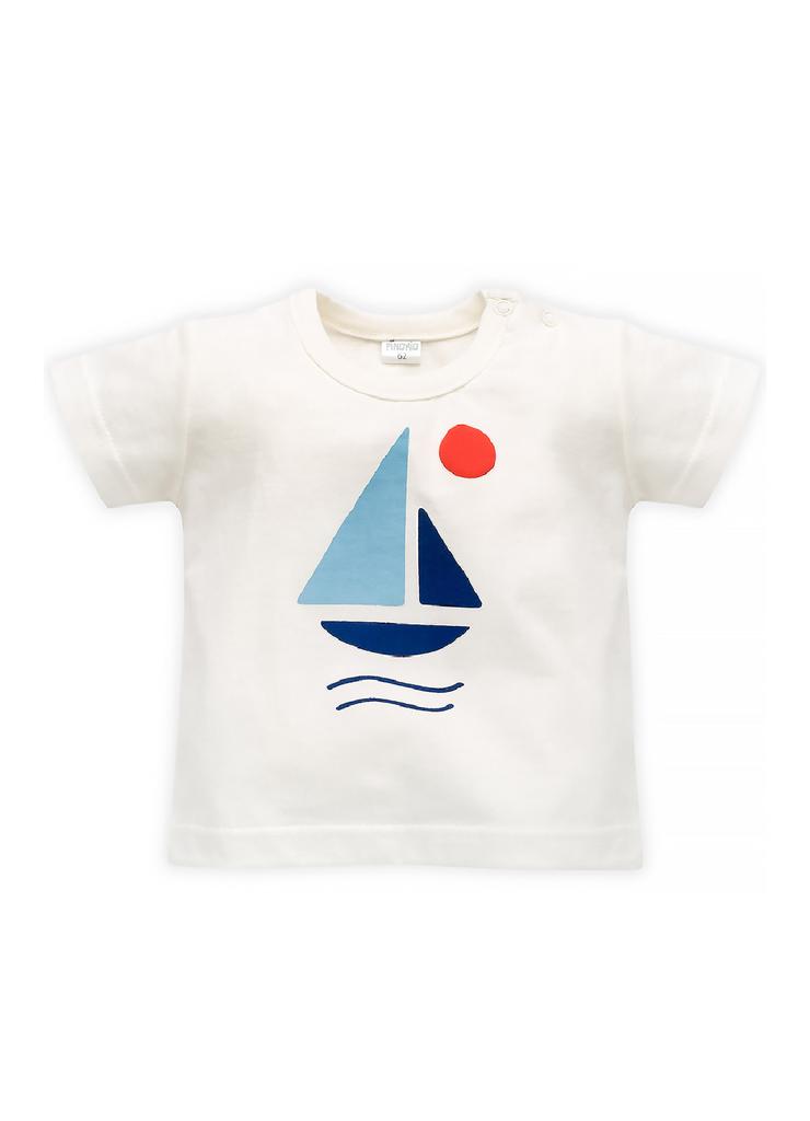 Bawełniany t-shirt dla chłopca Sailor ecru