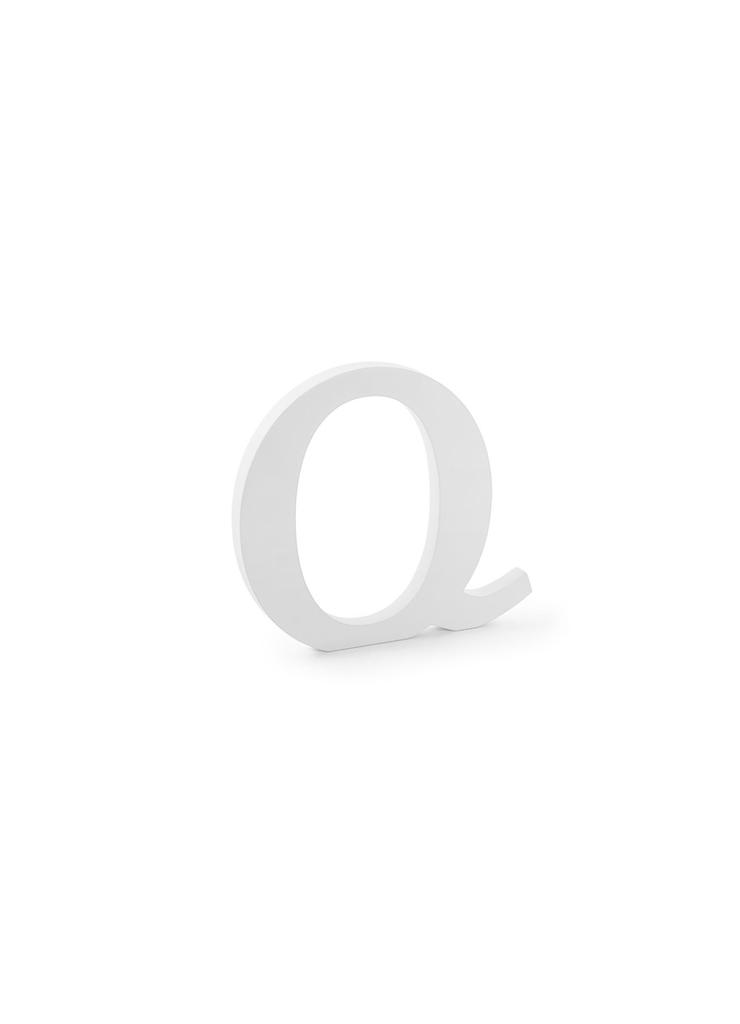 Drewniana litera Q biała 22.5x20.5cm - 1 szt.