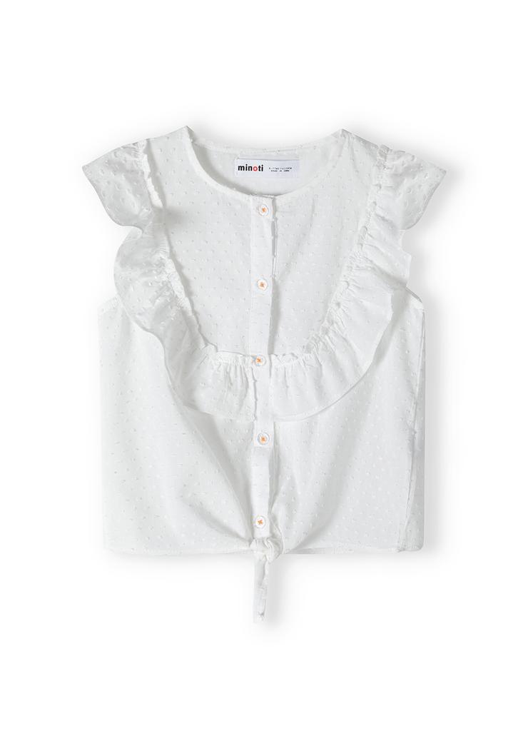 Biała bluzka bawełniana dla niemowlaka z falbanką