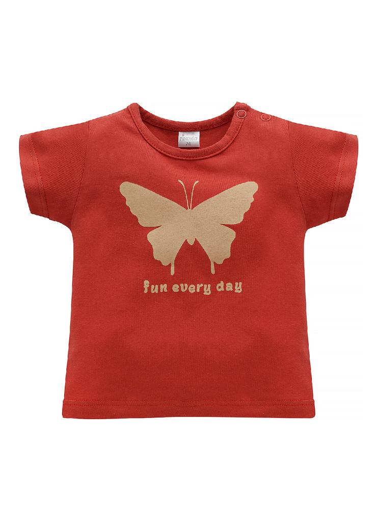 T-shirt niemowlęcy z bawełny Imagine czerwony