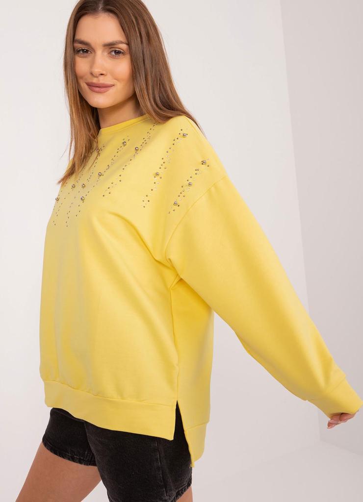Bawełniana bluza bez kaptura żółta