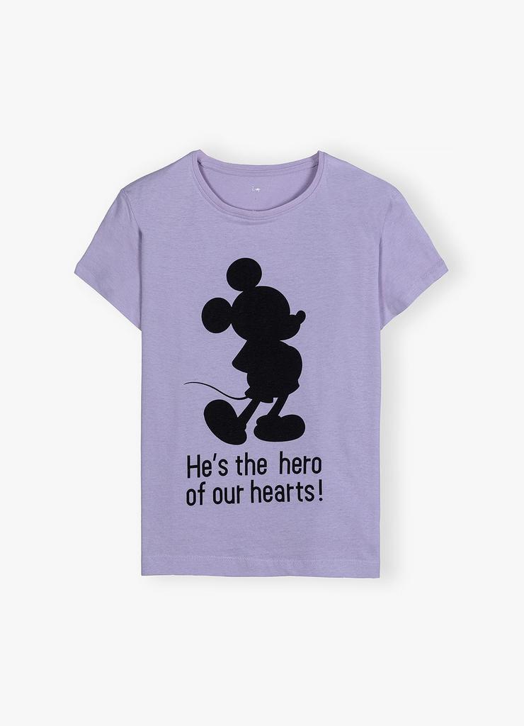 T-shirt damski bawełniany Mickey - fioletowy