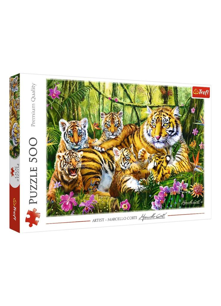Puzzle 500 elementów - Rodzina Tygrysów
