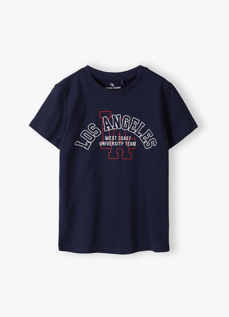Granatowy t-shirt dla chłopca - Los Angeles - Lincoln&Sharks