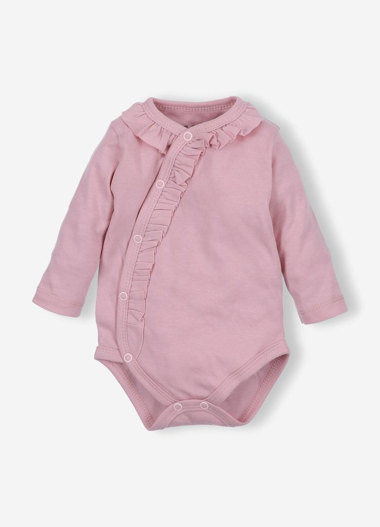 Body niemowlęce kopertowe z bawełny organicznej - fioletowe