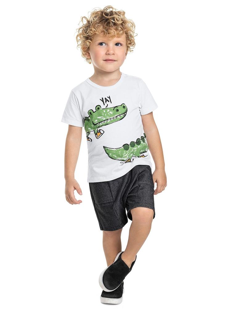 Komplet chłopięcy t-shirt z krokodylem i spodenki