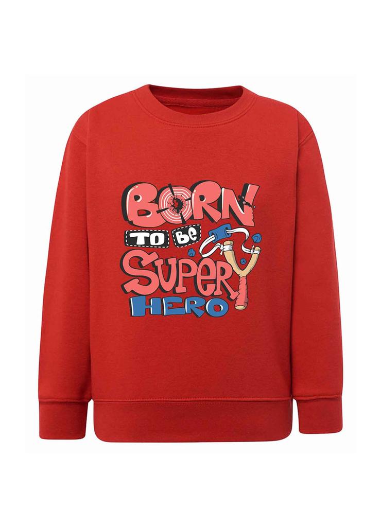 Chłopięca bluza z napisem Born to be superhero czerwona