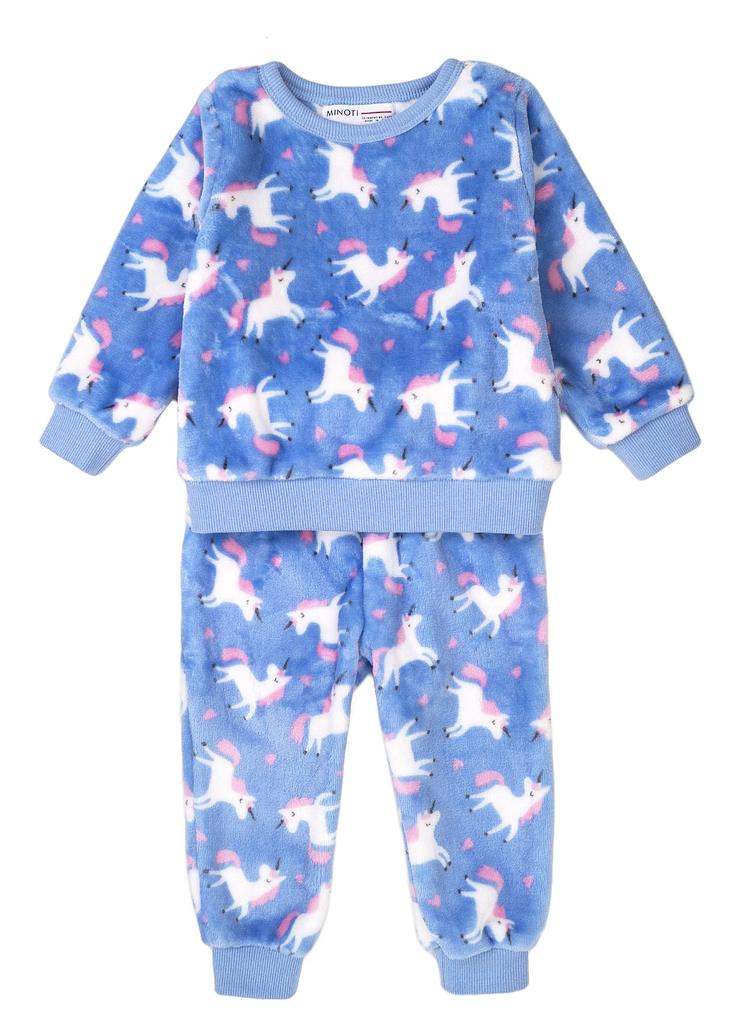 Ciepła piżama niemowlęca - niebieska w jednorożce